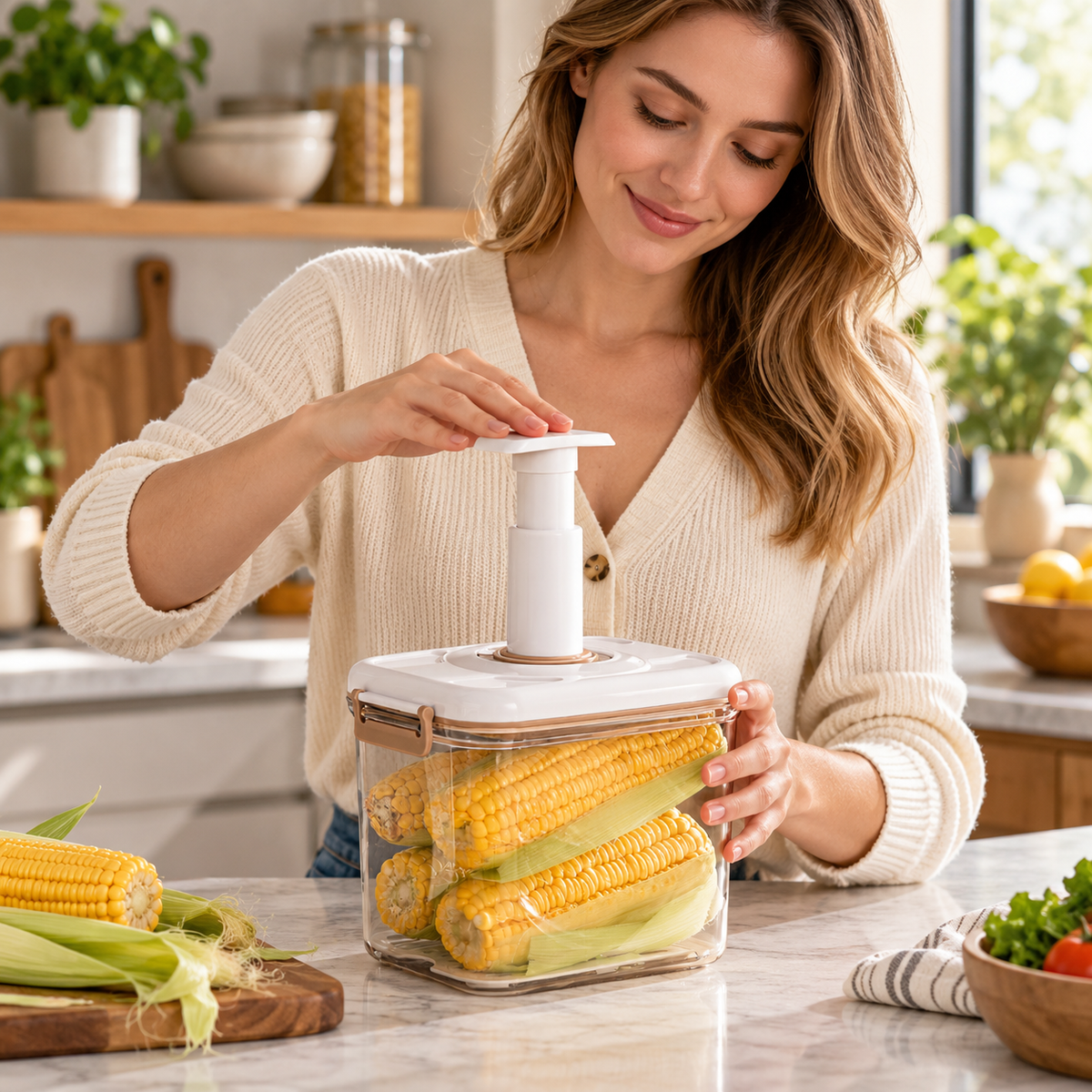 ⚡ Electric Vacuum Container | Clear Plastic | Kitchen | Families | Push-Button