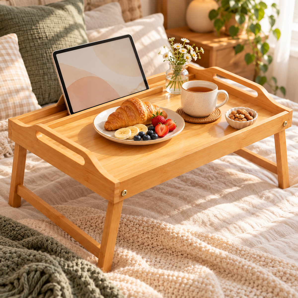 đź’» Portable Bed Desk | Bamboo | Bedroom | Families | Foldable Comfort
