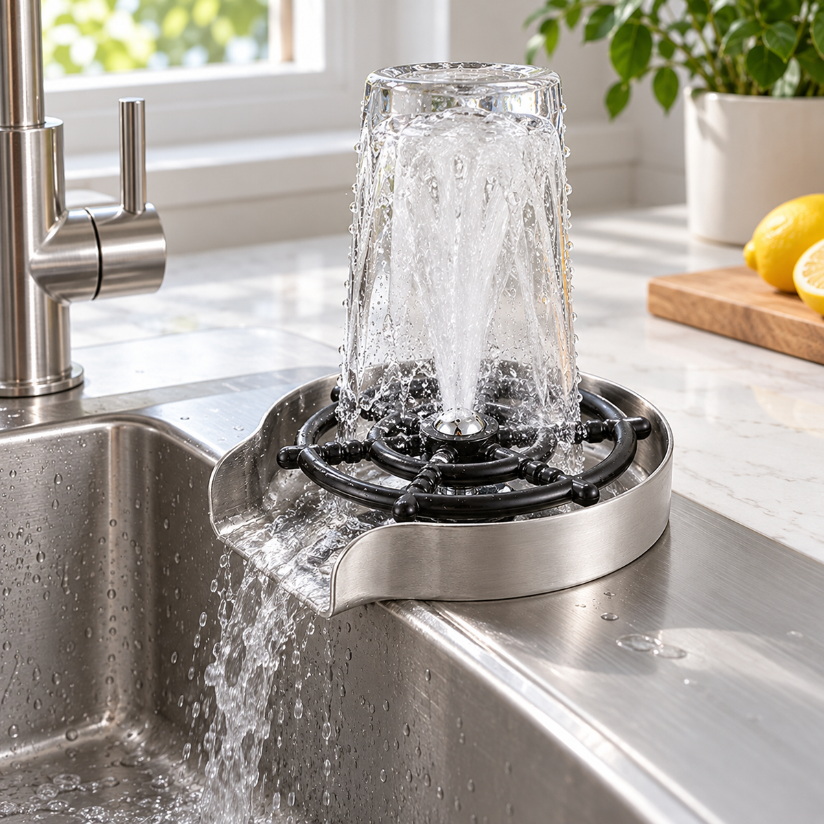 🚿 Glass Rinser | Stainless-Steel Kitchen Bar | Hosts Spotless Finish