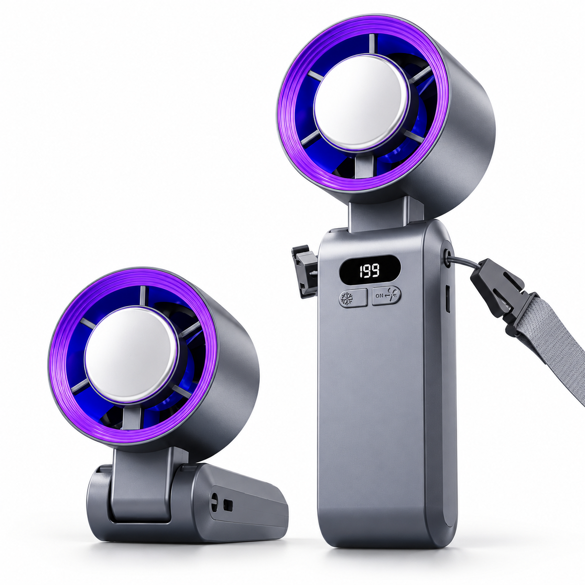 ❄️ Cooling Fan | ABS Portable | Outdoor Travel | Commuters | Foldable Digital Display