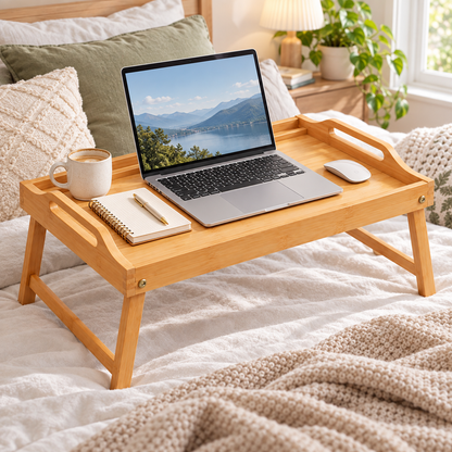 💻 Portable Bed Desk | Bamboo | Bedroom | Families | Foldable Comfort