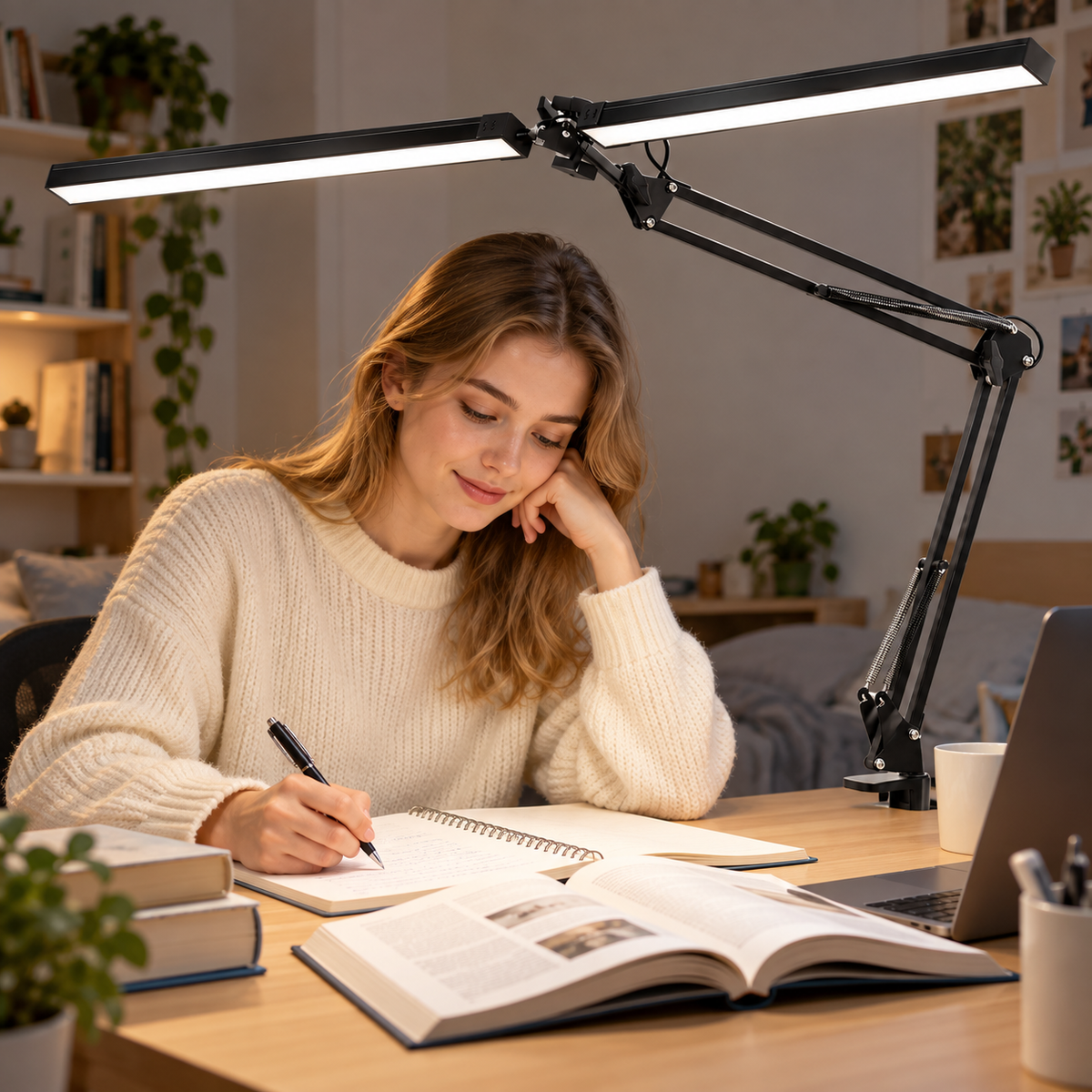 💡 Desk Lamp | Metal Study Lighting | Students | Dual-Head Flexibility