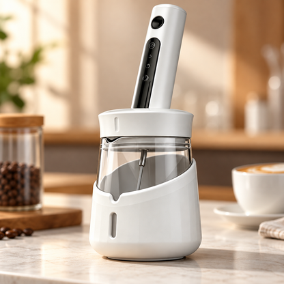 ☕ Electric Milk Frother | Stainless-Steel Kitchen | Coffee-Lovers Creamy Foam