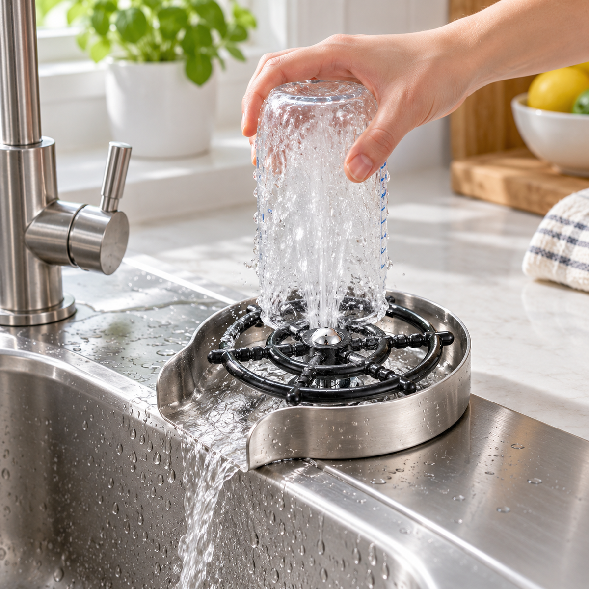 🚿 Glass Rinser | Stainless-Steel Kitchen Bar | Hosts Spotless Finish