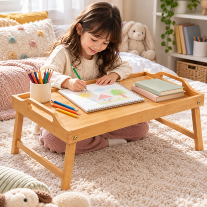💻 Portable Bed Desk | Bamboo | Bedroom | Families | Foldable Comfort