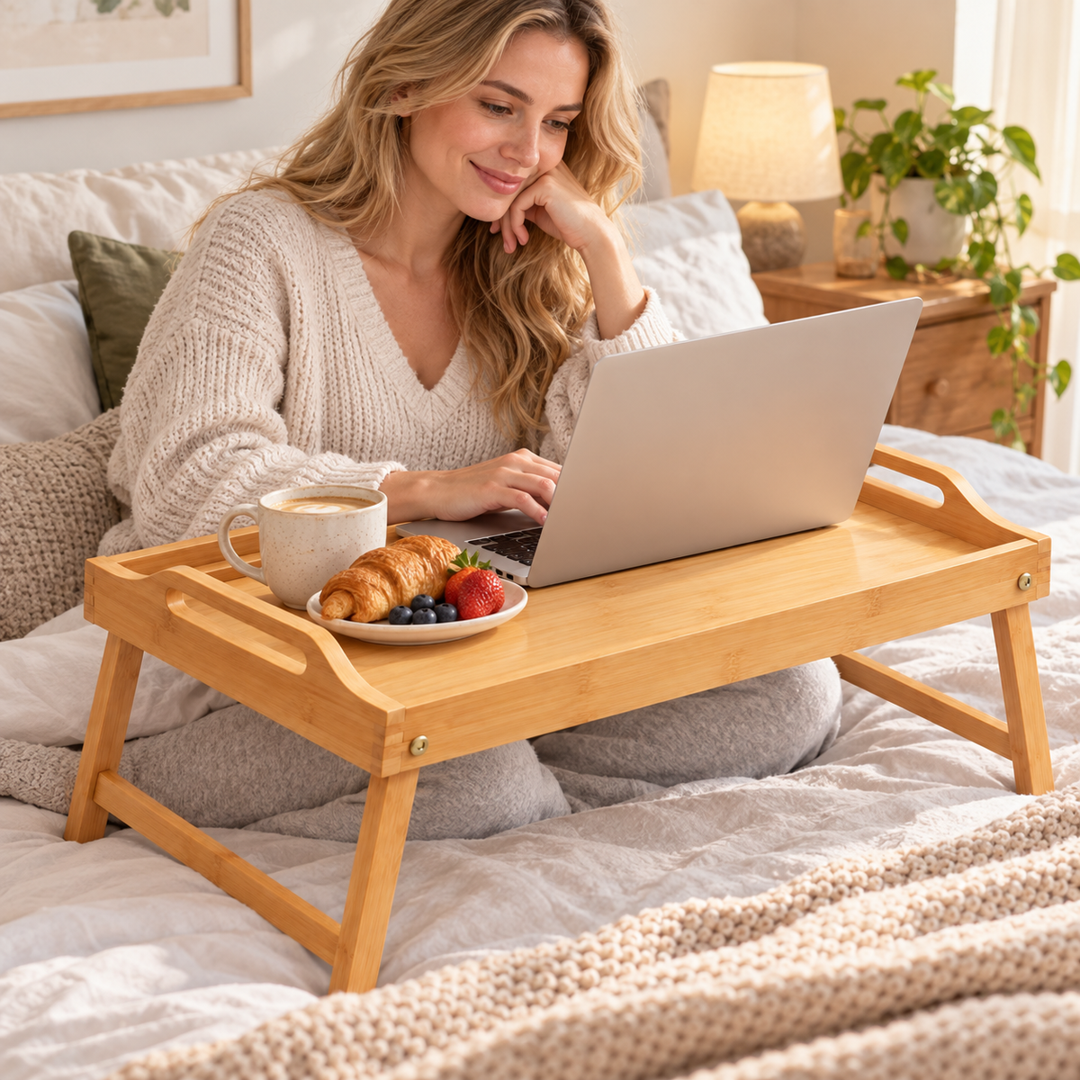 💻 Portable Bed Desk | Bamboo | Bedroom | Families | Foldable Comfort