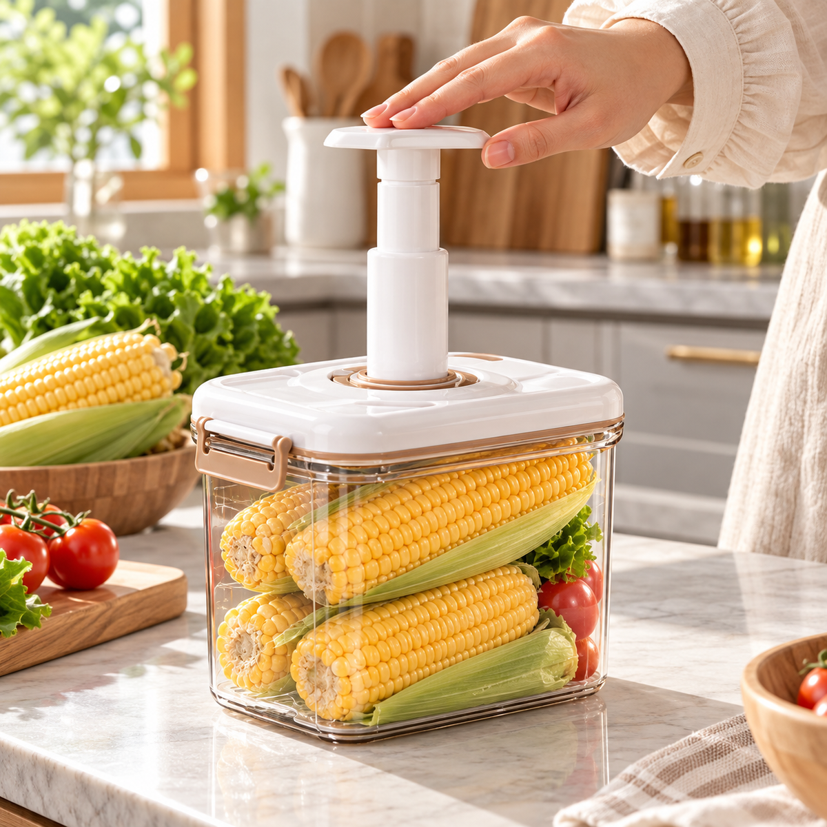 ⚡ Electric Vacuum Container | Clear Plastic | Kitchen | Families | Push-Button