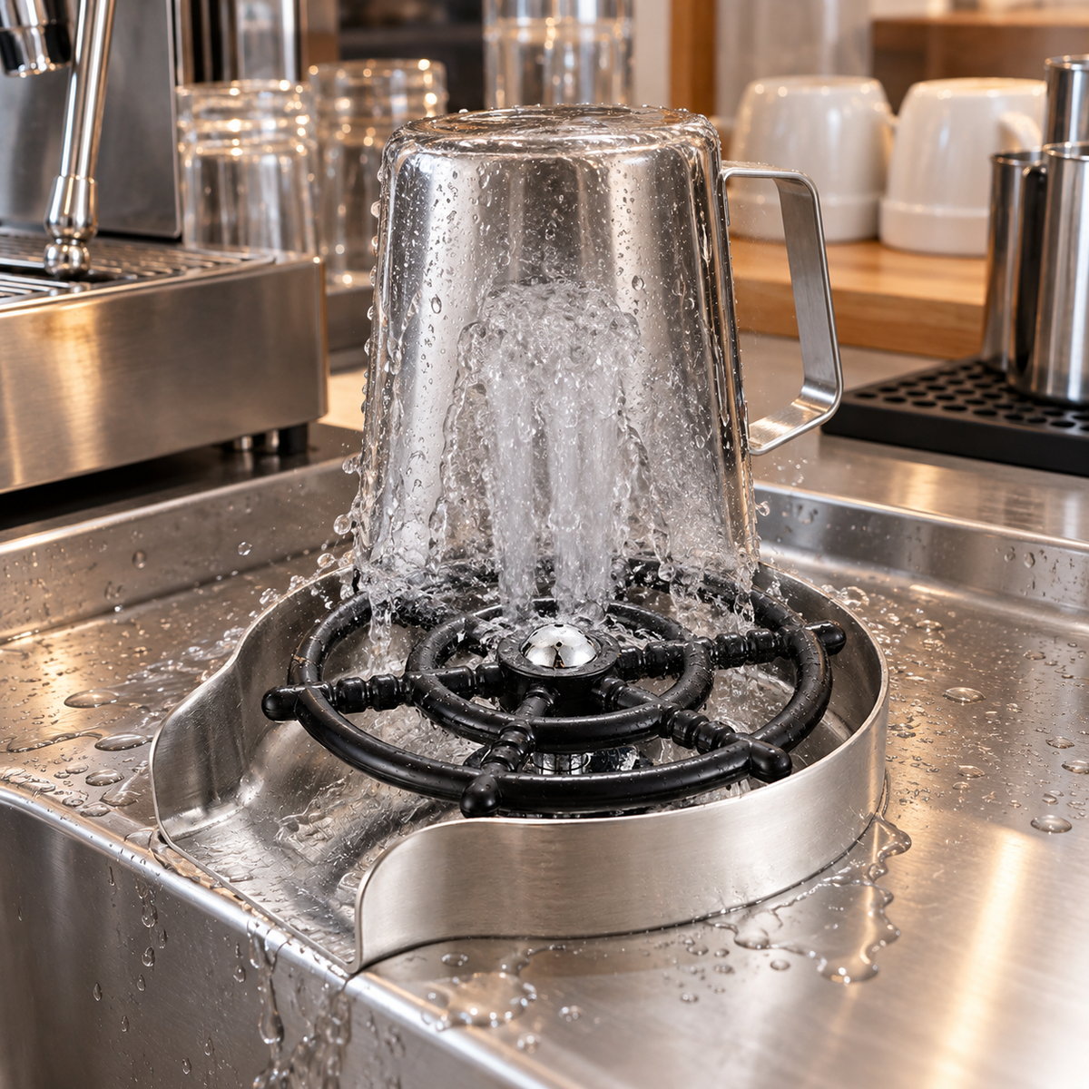 🚿 Glass Rinser | Stainless-Steel Kitchen Bar | Hosts Spotless Finish