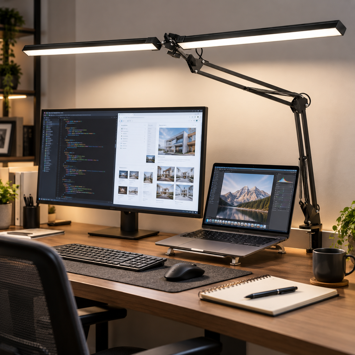 💡 Desk Lamp | Metal Study Lighting | Students | Dual-Head Flexibility