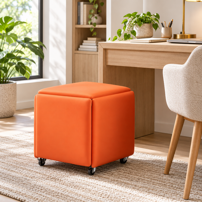 🪑 Storage Ottoman | PU Leather Entryway | Families | Foldable Cube