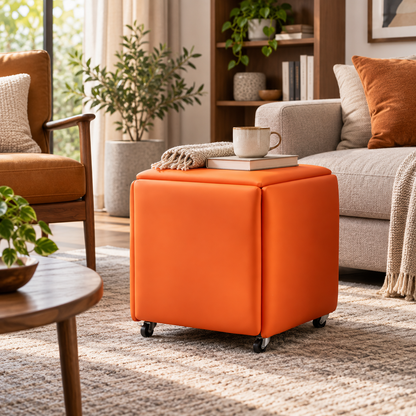 🪑 Storage Ottoman | PU Leather Entryway | Families | Foldable Cube